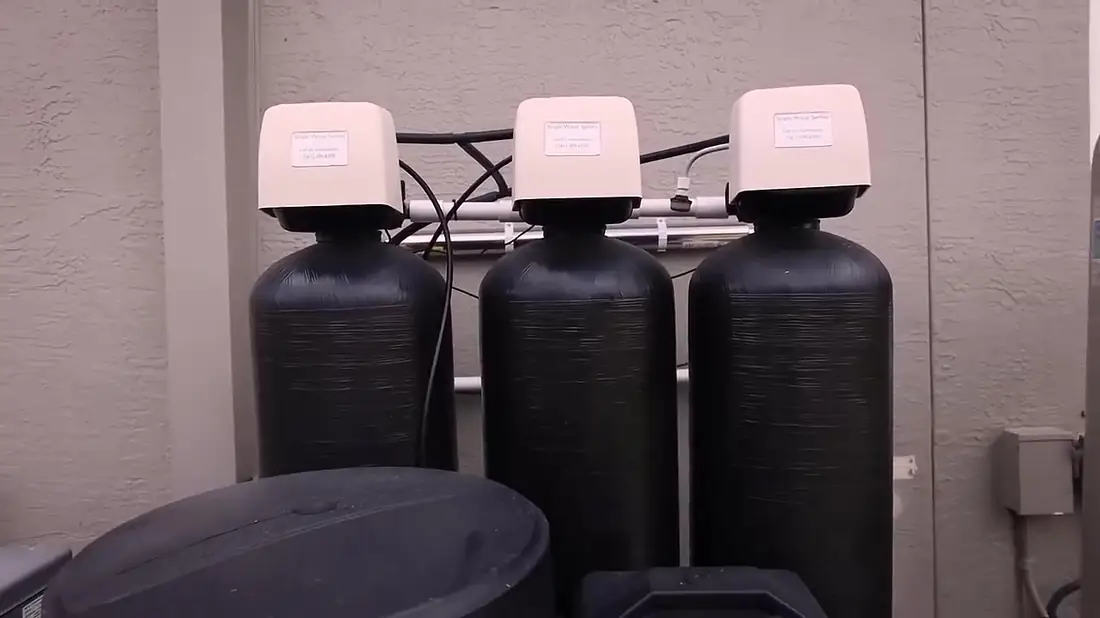 Multi-stage water treatment equipment shown on Simple Water Service’s website